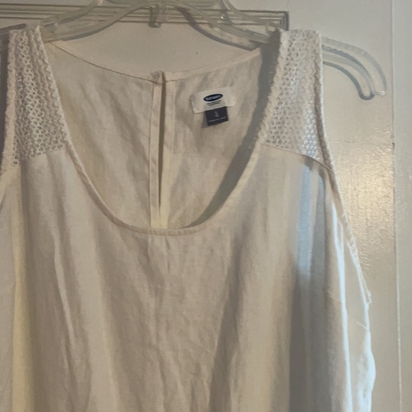 White linen drawstring waist romper - Picture 3 of 3